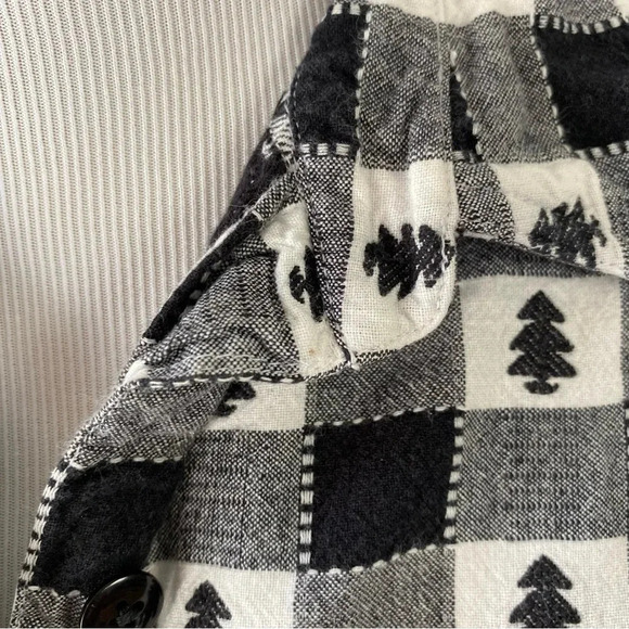 VTG Westbound Black White Gingham Plaid Button Front Shirt Christmas tree Size L - Picture 6 of 12